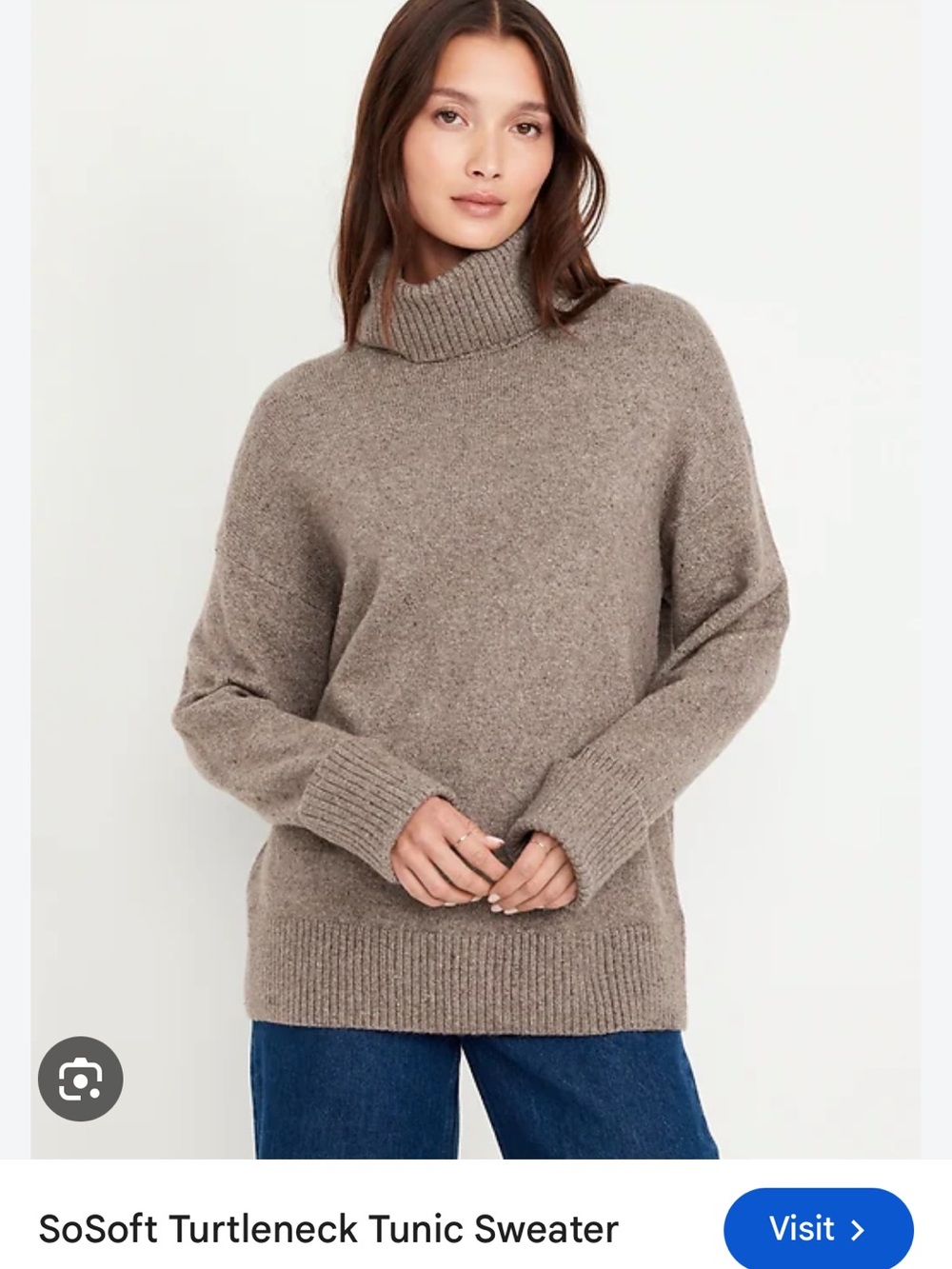 Old Navy Taupe SoSoft Turtleneck Tunic Sweater